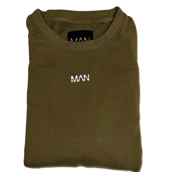 BoohooMAN Men’s Crew Neck Long Sleeve Sweatshirt Olive Green Sz L - Picture 12 of 12